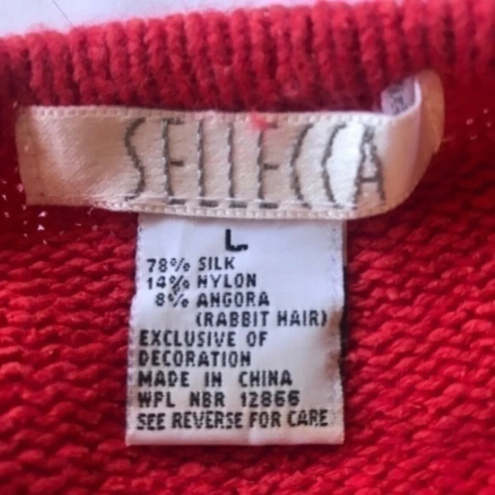 Vintage Sellecca Red Embellished Silk Sweater